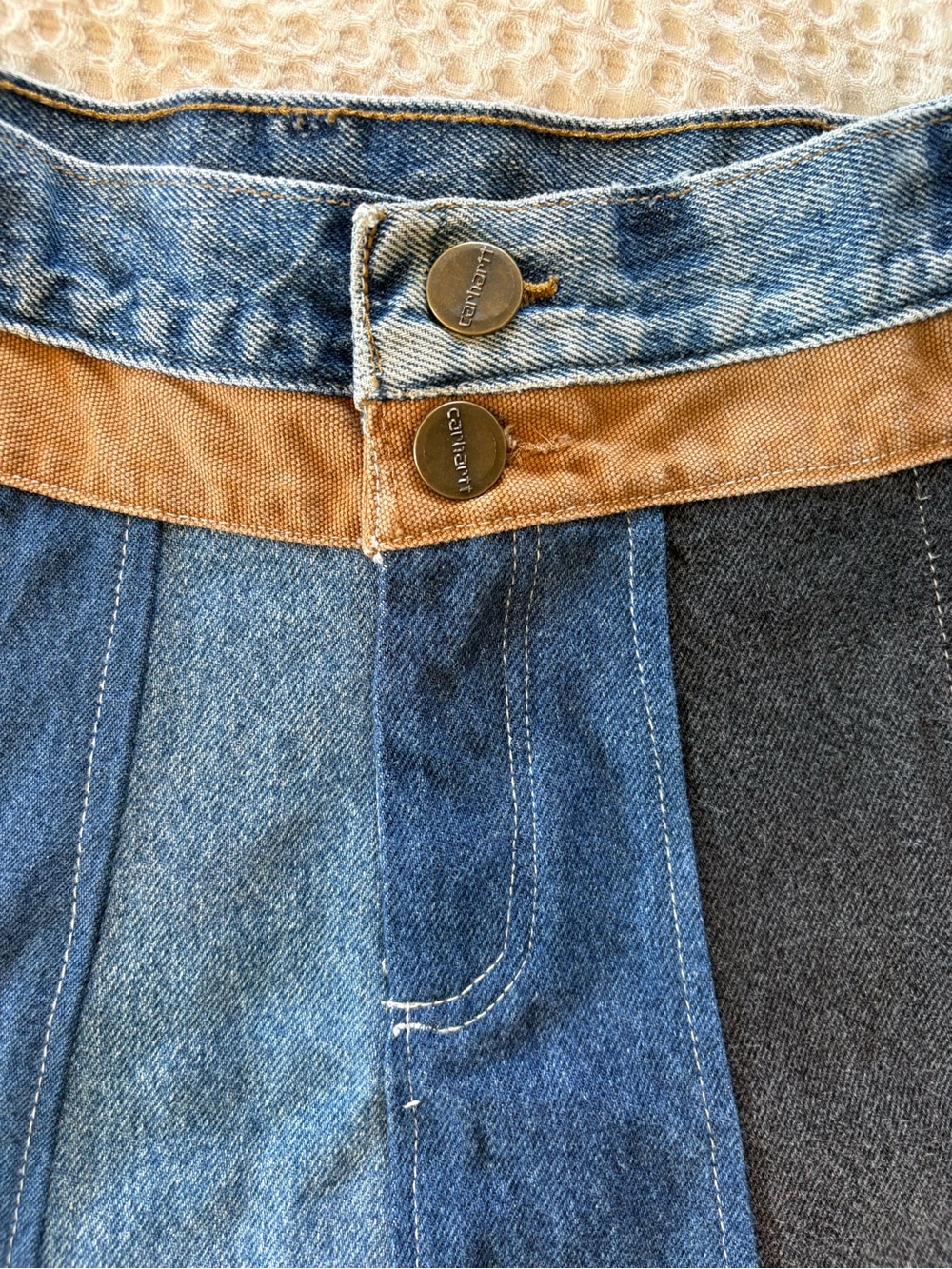 Custom Reworked Carhartt A-line Mini Skirt, Repurposed Denim, One Of A Kind, 28” - Picture 5 of 10